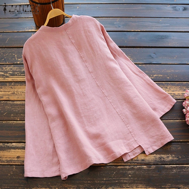 ZANZEA Áo kiểu dài tay thêu hoa vintage cho nữ