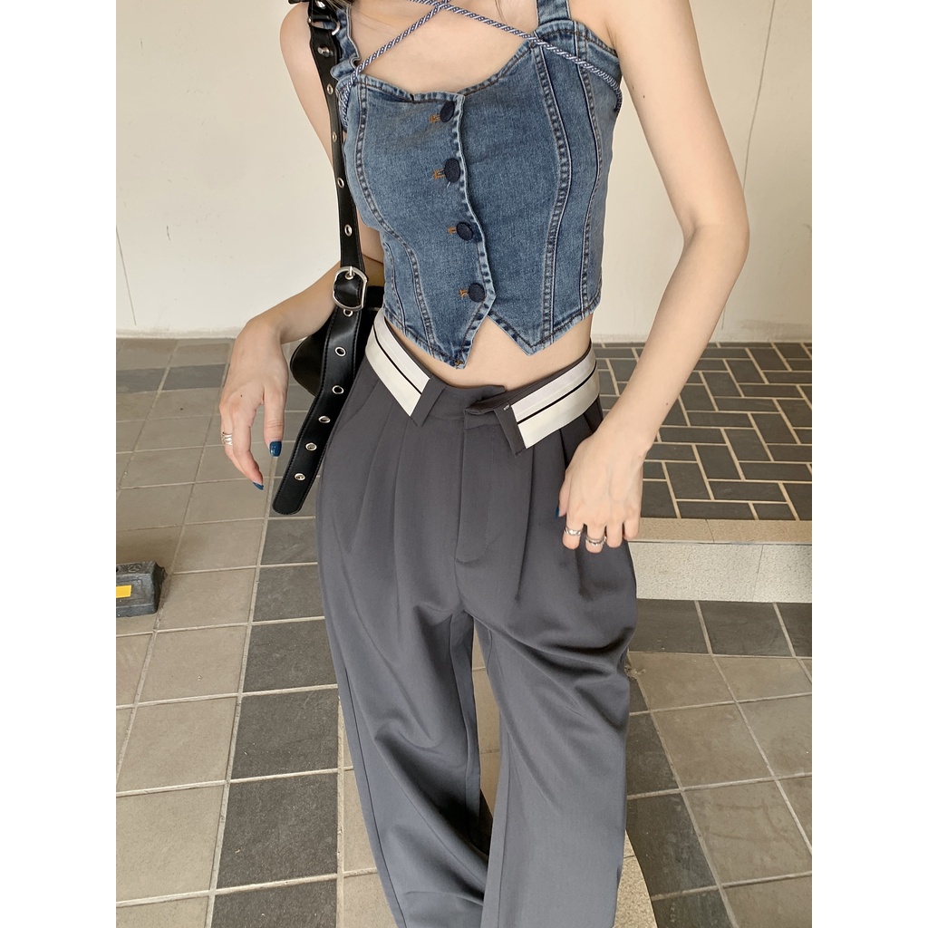 Quần Dài Lưng Cao Ống Rộng Thiết Kế Mới Thời Trang Mùa Hè Dành Cho Nữ