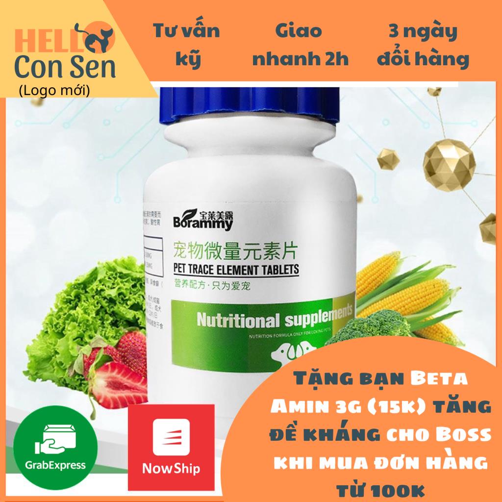 Vitamin cho mèo VIÊN GIẢI ĐỘC GAN THẬN BORAMMY CHÓ MÈO ĂN NGON, BỔ MÁU, MƯỢT LÔNG, BỔ SUNG RAU CỦ