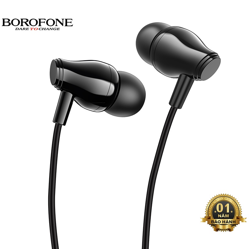 Tai nghe nhét tai Borofone BM61 nghe hay, có mic đàm thoại, dây dài 1.2m, Jack cắm 3.5mm - Chính hãng