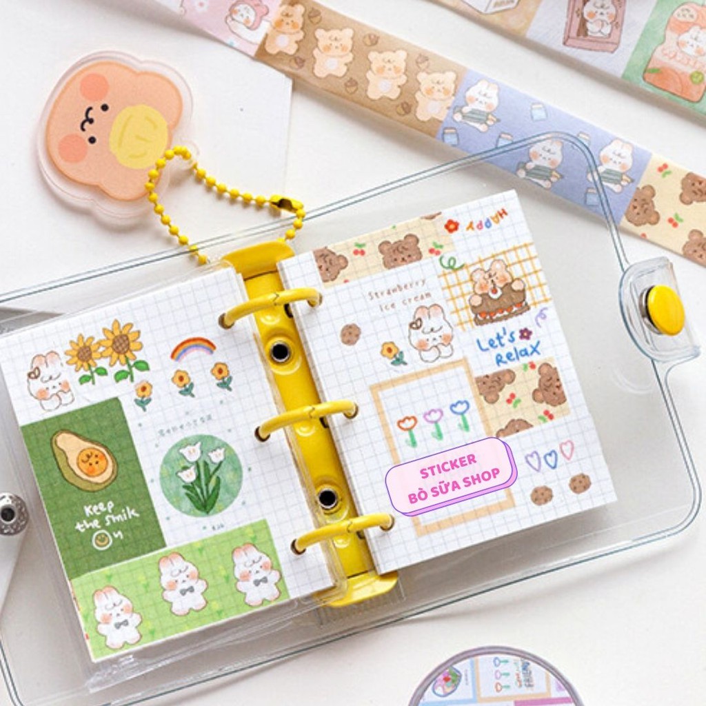 Sticker 5 mét siêu dài Phiên bản giới hạn, cuộn washi tape băng keo trang trí nhiều hình cực đáng yêu