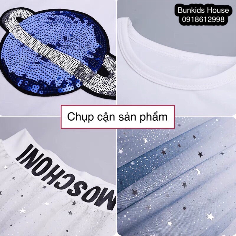 Set đầm Planet bé gái lớn size đại, từ 4-14 tuổi  - có sẵn + ảnh thật