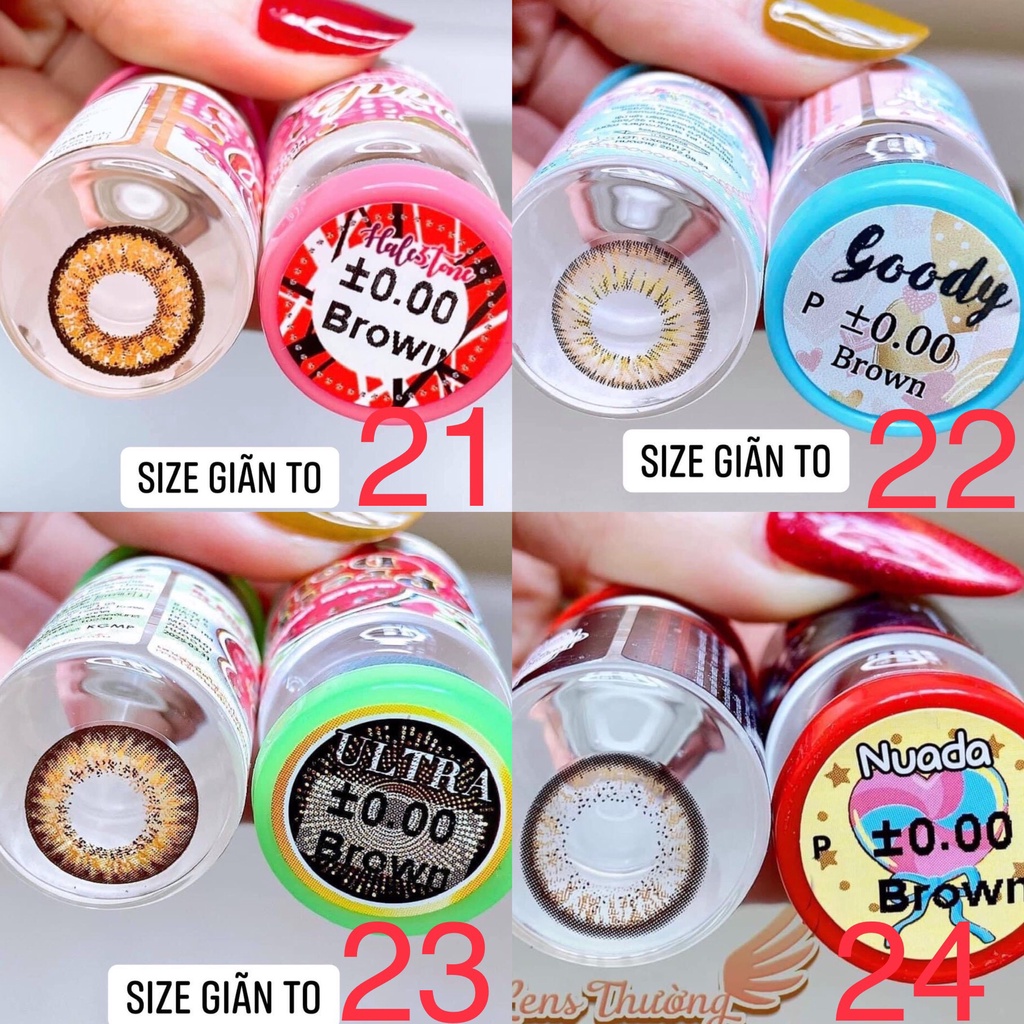 (FREE SHIP) Các mẫu lens Nâu_Brown Hot size giãn to_Kính giãn tròng to_Sam Eyes