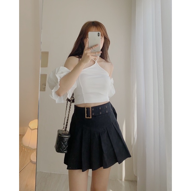Áo croptop cổ yếm tay bồng 660