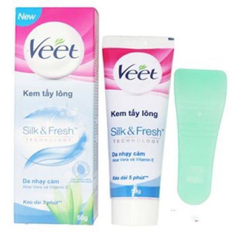 KEM TẨY LÔNG VEET SILK &amp; FRESH 50g DA NHẠY CẢM (Xuất xứ Pakistan)