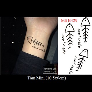 Xăm dán Tattoo xương cá B429