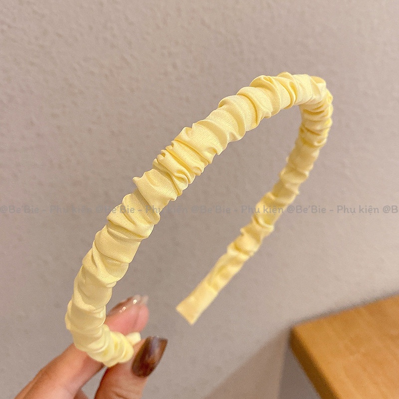 Cài tóc lụa satin nhún màu pastel gọng bé BeBie - BP346