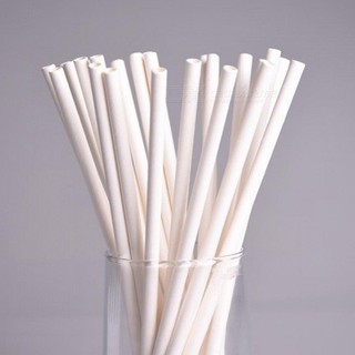 100 cái ống hút giấy uống trà sữa màu trắng phi 11mm