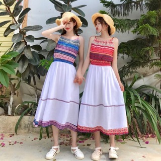 Đầm 2 dây yếm thổ cẩm