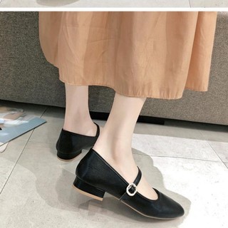 Giày búp bê mũi vuông da mềm đế 3cm phong cách tiểu thư A7 | BigBuy360 - bigbuy360.vn