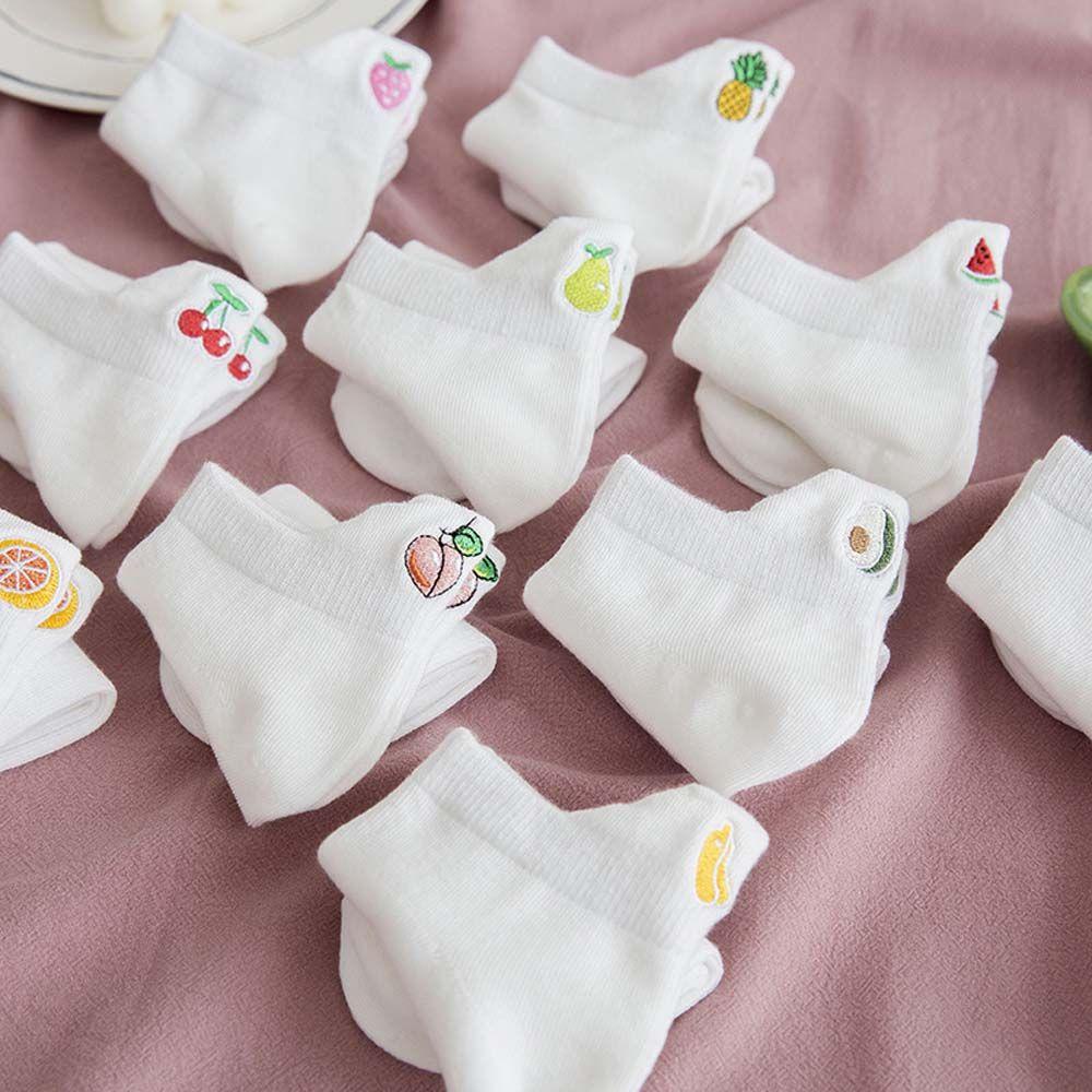 Vớ Thể Thao Cổ Thấp Thoáng Khí Họa Tiết Trái Cây Thời Trang Mùa Hè Cho Nữ