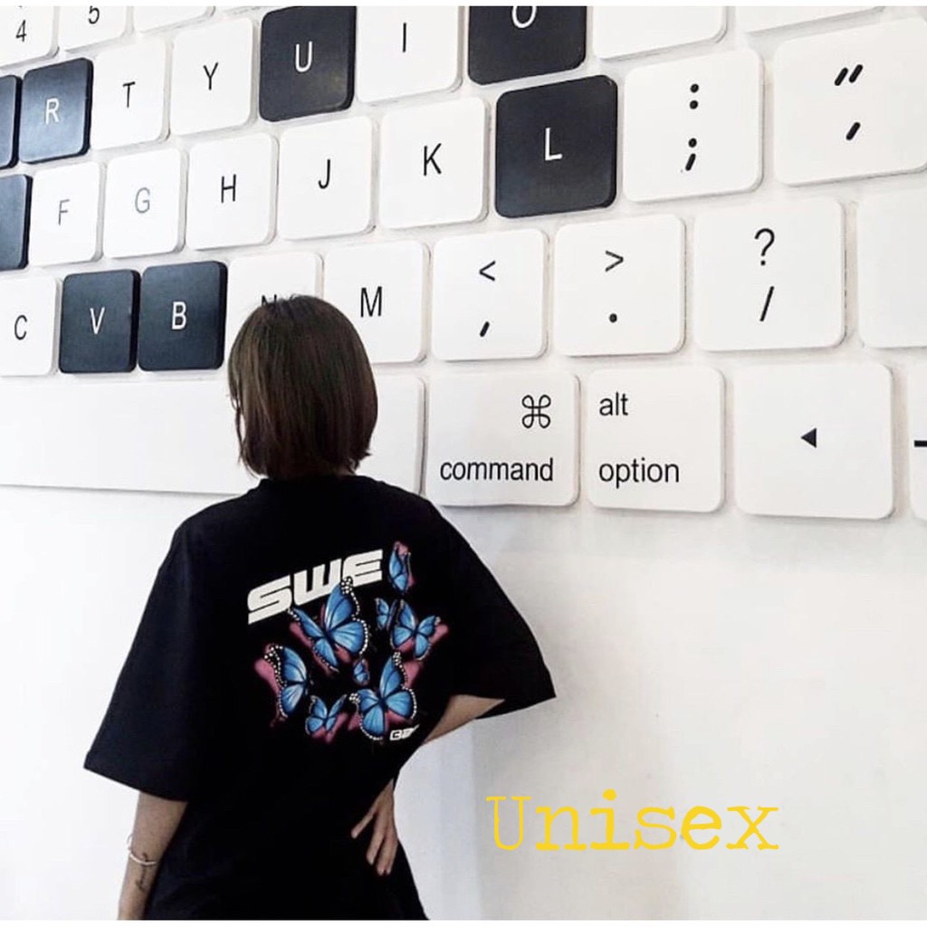 Áo Thun Unisex Con Bướm SWE [HÌNH THẬT+CLIP SHOP TỰ QUAY