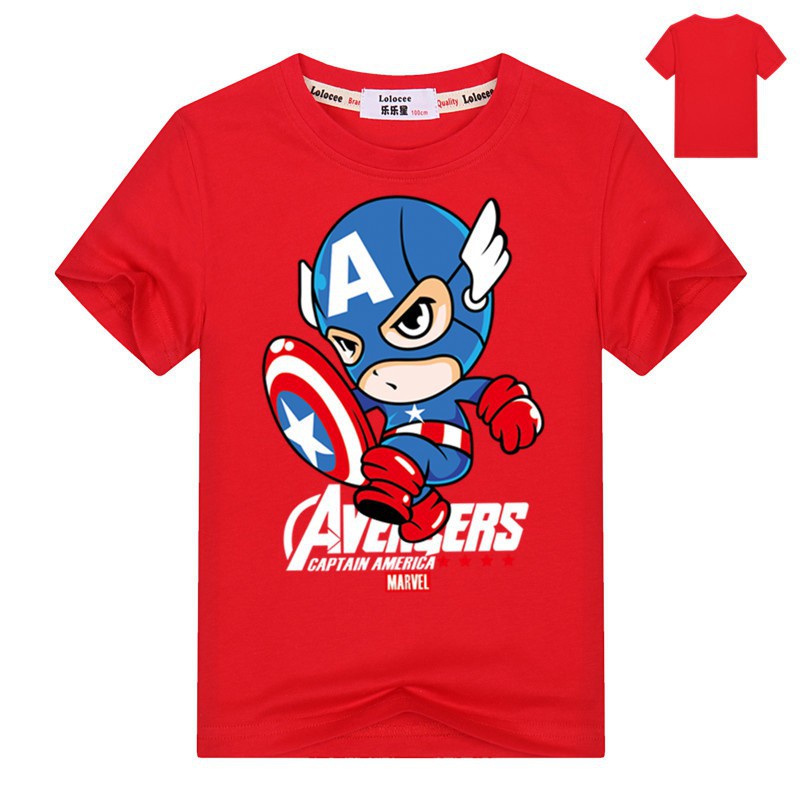 Áo thun bé trai in hình Marvel Avengers Captain America, Chất liệu cotton thoáng mát mềm mịn, Thấm hút mồ hôi, SSSHOP