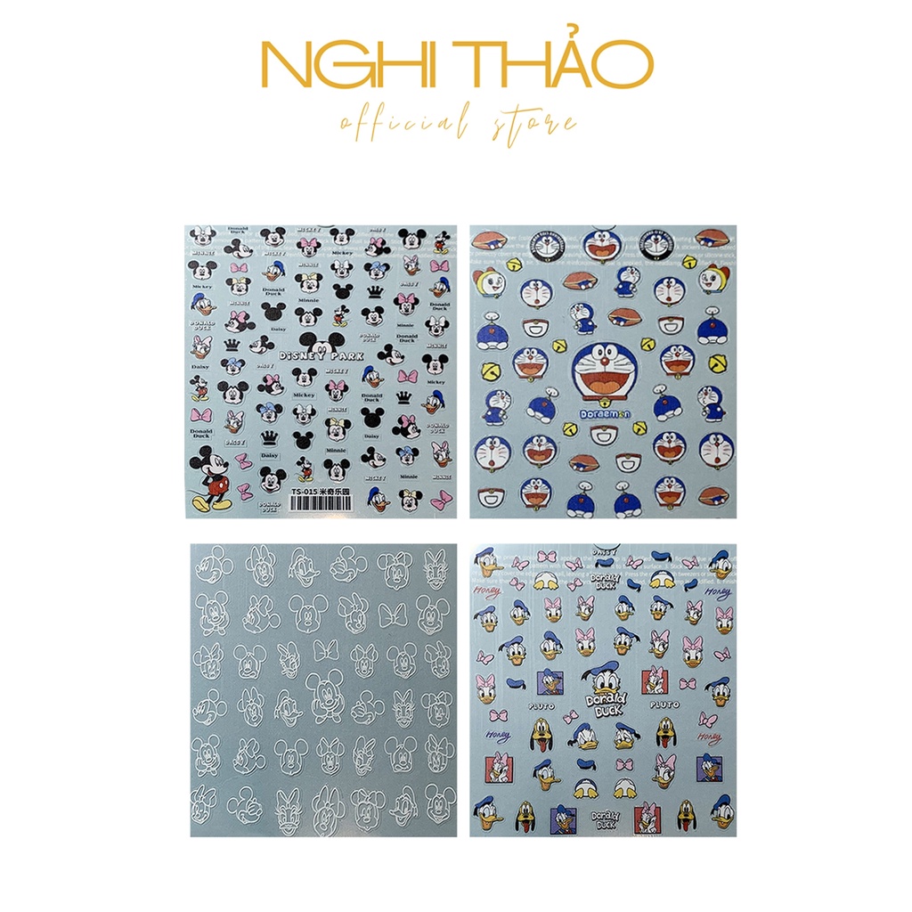 Sticker nail lụa hoạt hình 5D NGHI THẢO