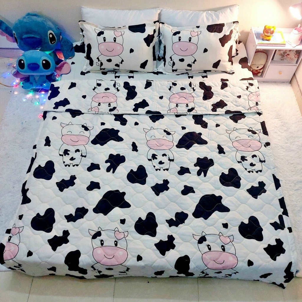 chăn ga💖FREESHIP💖bộ chăn ga 3 món họa tiết bò lục lặc CHANGA7YUJ212 set bao gồm 1 chăn 1 ga 2 gối 1 gối ôm | BigBuy360 - bigbuy360.vn