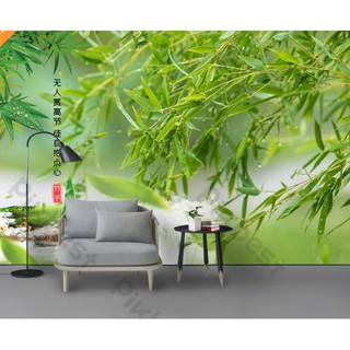 Tranh dán tường Tranh phong thủy làng tre thanh bình, tranh dán tường 3d hiện đại (tích hợp sẵn keo) MS1086809