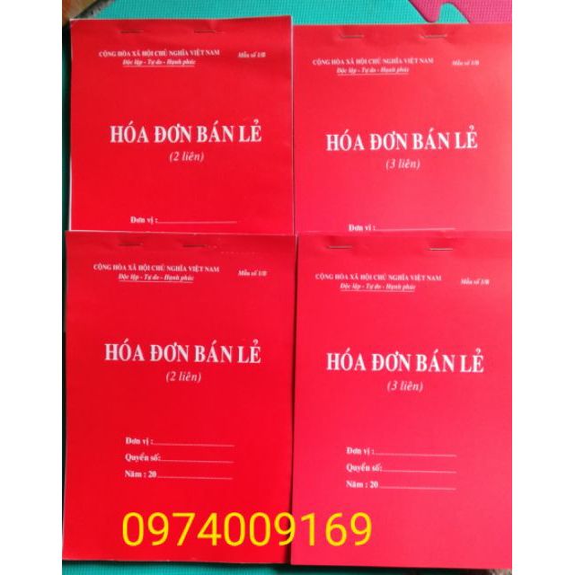 10 hóa đơn bán lẻ 2 liên/3 liên 100 tờ a5