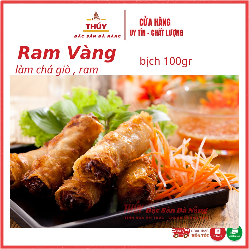 lá ram vàng túi 100gr gồm 20 đến 25 lá bánh làm chả giò