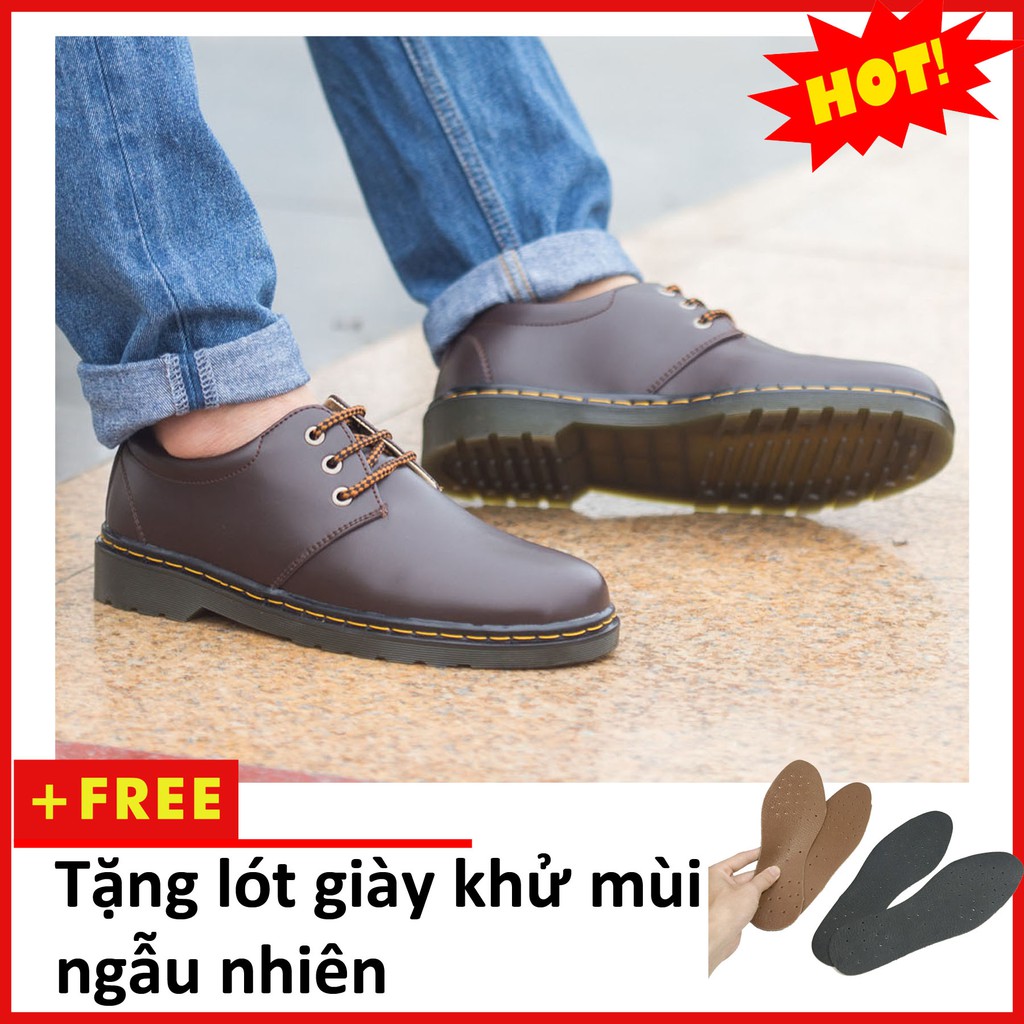 [Shop Uy Tín] Giày Boot Nam Cổ Lửng Đế Khâu Da Trơn Màu Nâu Phong Cách - M354-NAU (L)