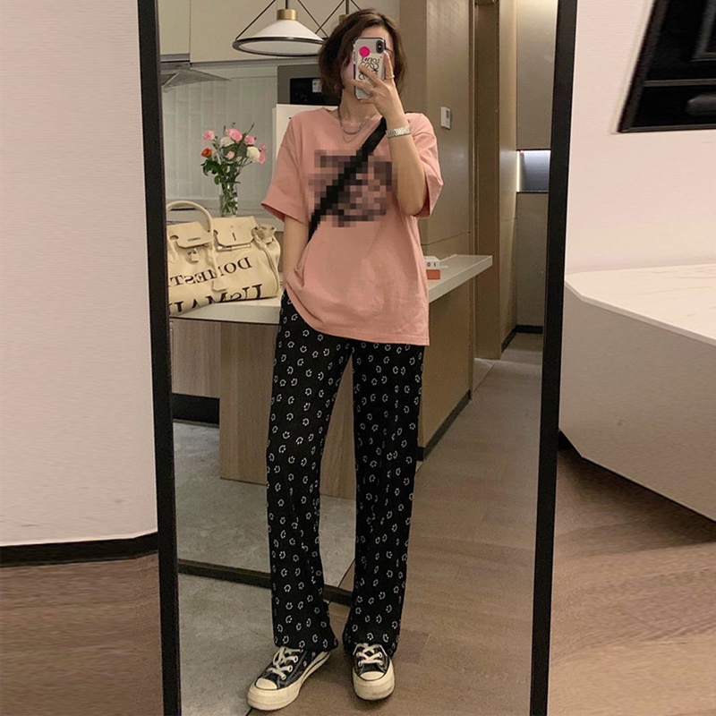 Quần ống rộng In Họa Tiết Mặt Cười Thời Trang Hàn Quốc size S-4XL