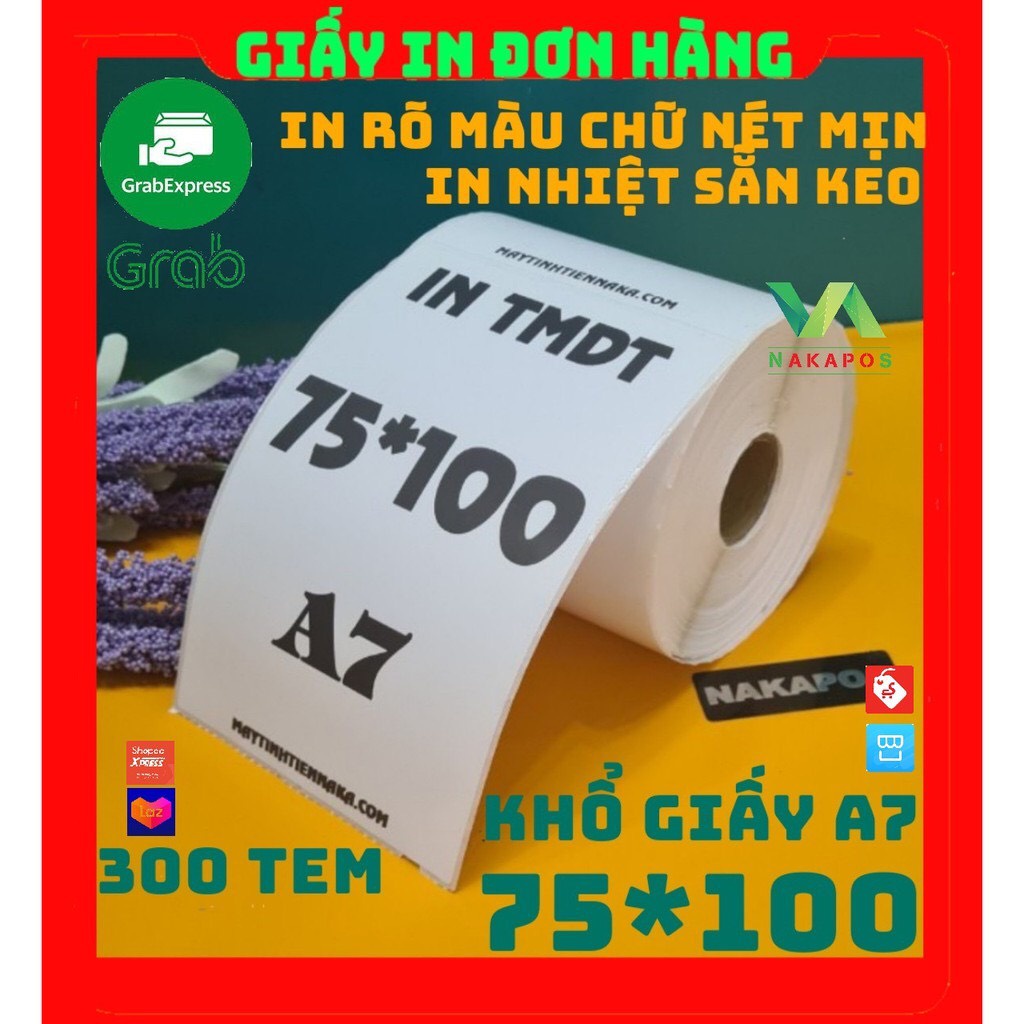 Giấy In Đơn Hàng Khổ 75x100 mm A7  Decal Nhiệt Tự Dính - Giấy In NAKAPOS