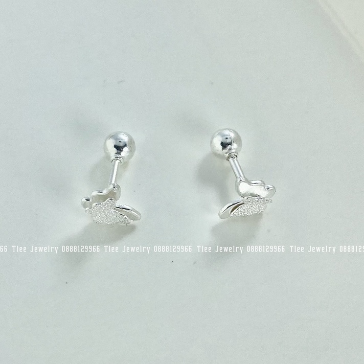 Khuyên tai bạc nữ hồ điệp cánh đôi chốt bi vặn xinh xắn TleeJewelry B0290