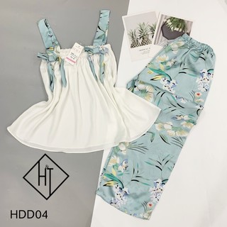 Đồ bộ nữ hàn quốc, 2 dây quần dài, chất lụa latin,thoáng mát, HT shop