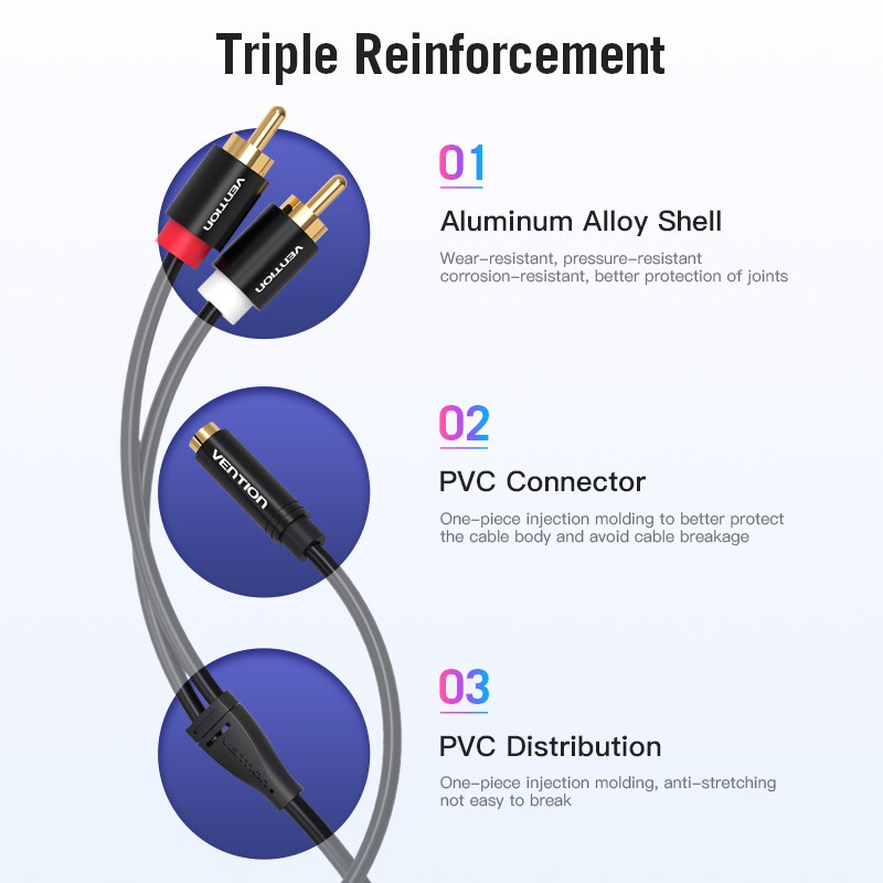 Vention RCA Cable 3.5mm Jack Female to 2 RCA Male Audio Cable  Adaptor Cable For Home Theater DVD CD MP3 Aux Cable