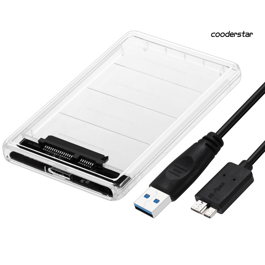 COOD-st Transparent 2.5 Inch SATA to USB3.0 Mobile HDD SSD Case Box External Enclosure