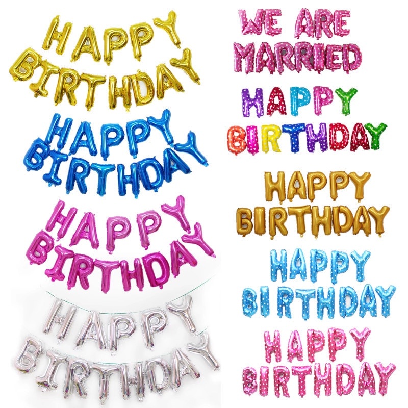 Set 13 bong bóng chữ HAPPY BIRTHDAY trang trí tiệc sinh nhật