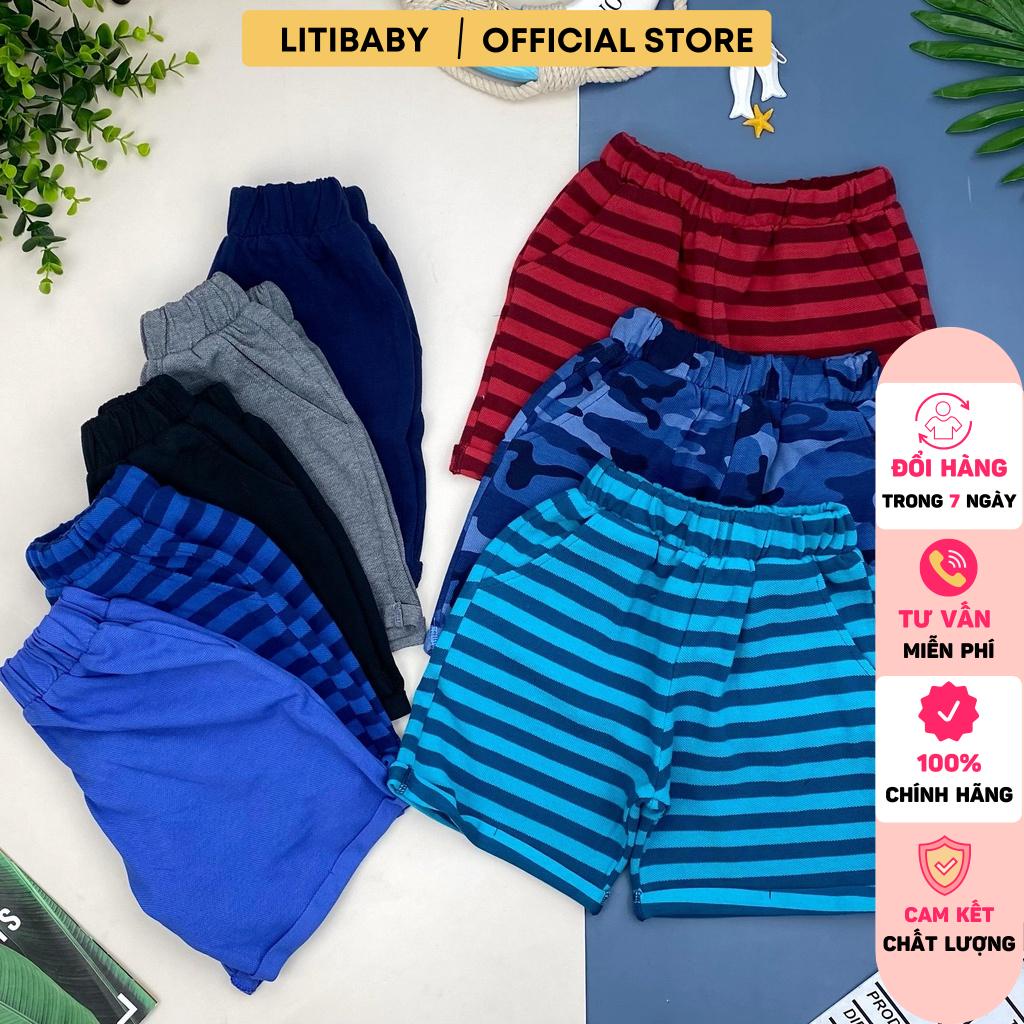 Quần cotton bé trai LITIBABYH hai túi,  vải cotton cá sấu size 6/16T. Chất đẹp, mát