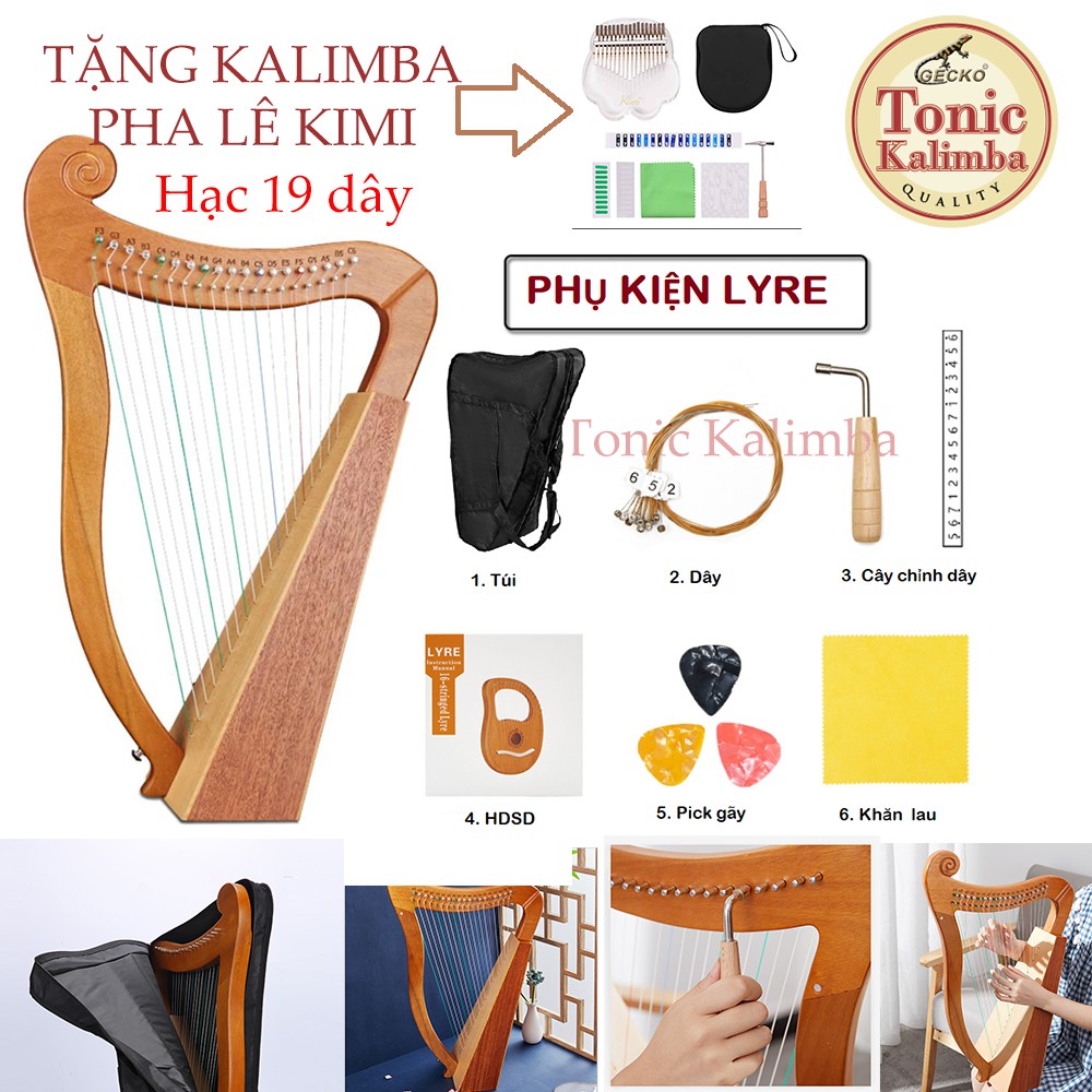 Đàn Hạc Cầm 19 Dây - Tặng Kalimba Pha Lê KIMI LY-059