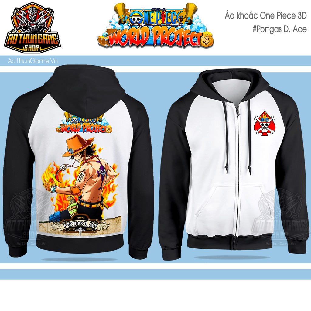 Áo khoác One Piece Ace K12, Áo khoác hoodie Anime Manga One Portgas D Ace Unisex Nam Nữ