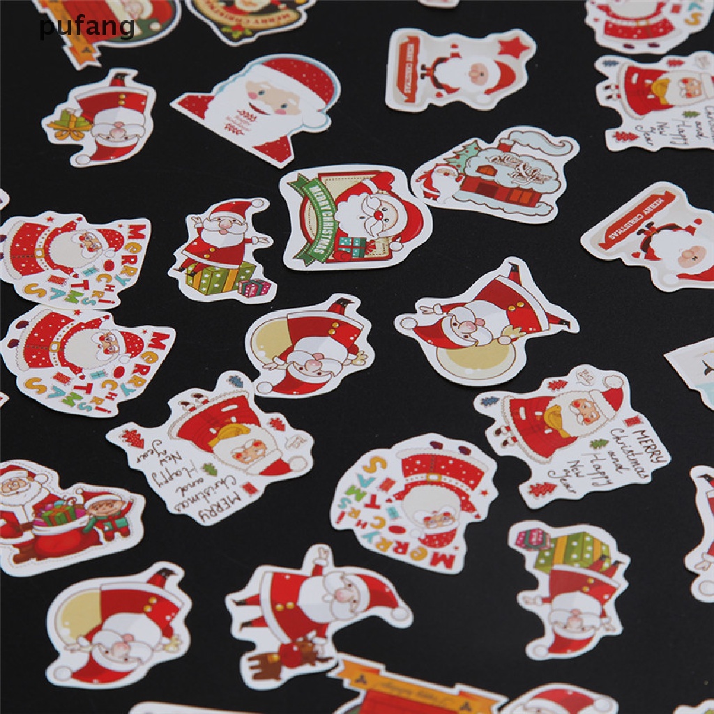 pufang 48pcs / Box Christmas Cake Decor Sticker Scrapbook Diy Diary Photo Album Label Decor .