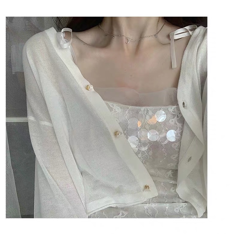 DUNEA Áo khoác cardigan dệt kim mỏng chống nắng thời trang cho nữ