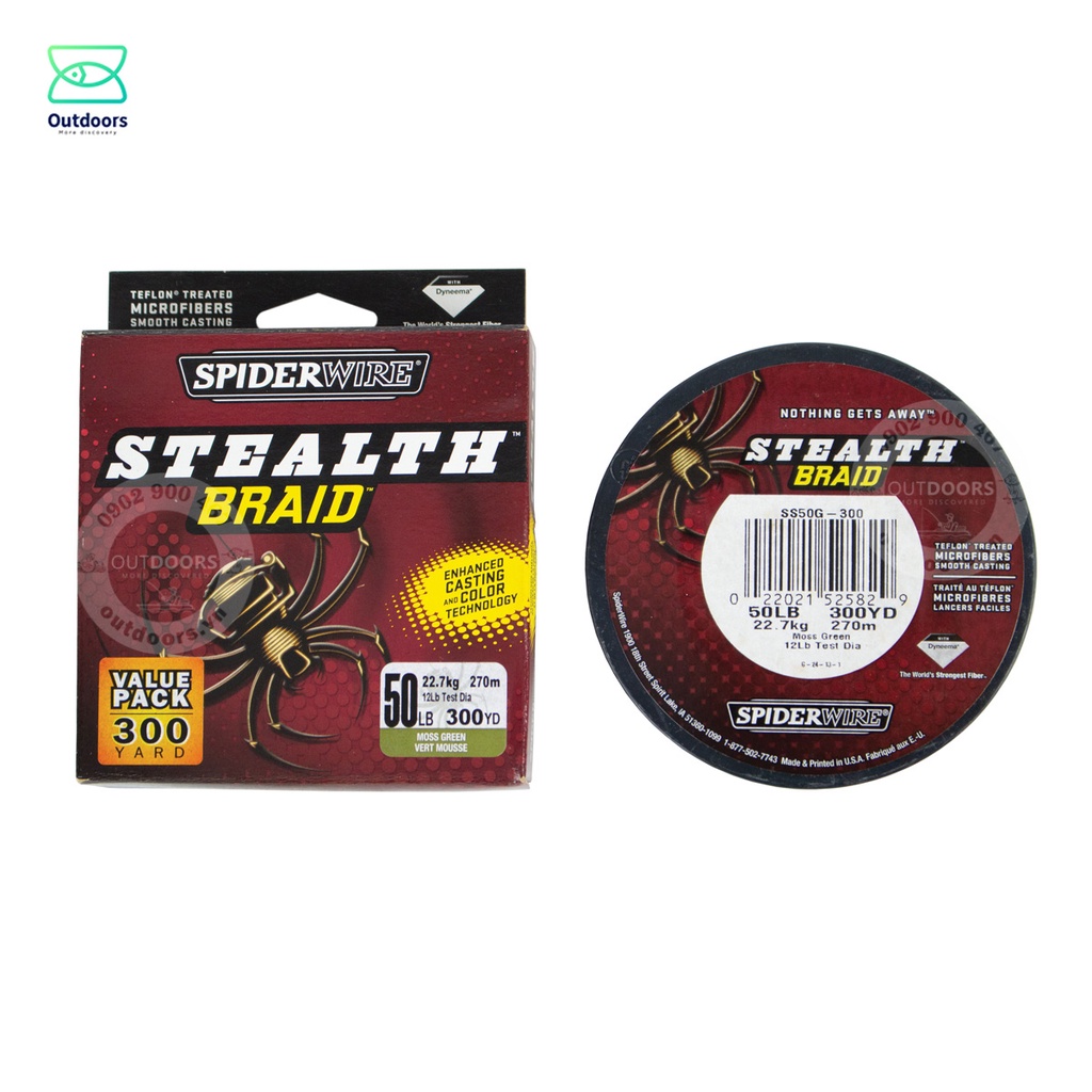 Dây bện câu cá Spider Wire Stealth Braid 300yd (275m) cuộn lớn