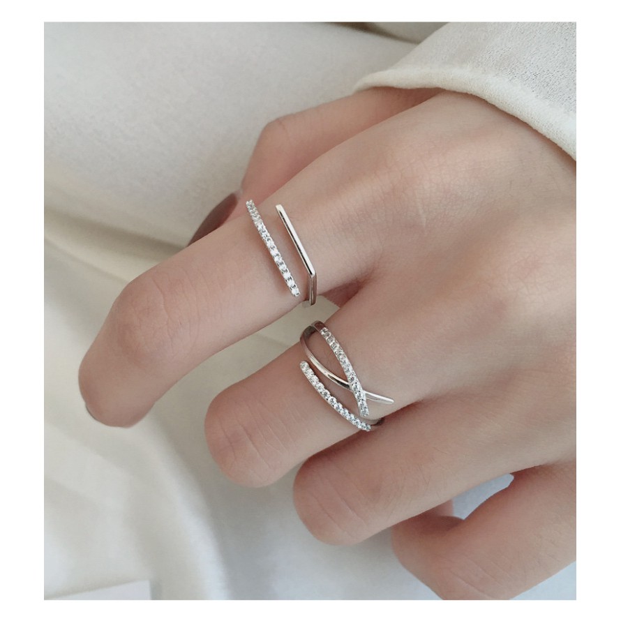 Combo 2 nhẫn nữ bạc 925 chính hãng cao cấp không gỉ bền bỉ trang sức CINLA N004