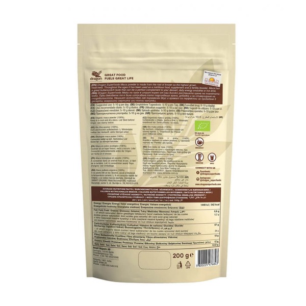 [Dragon Superfoods]Bột Maca nâu hữu cơ (Organic Raw Maca Powder) - 200g