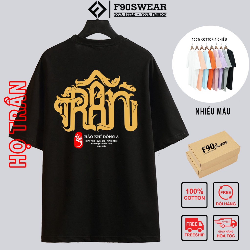 Áo thun nam nữ - Áo phông nam nữ UNISEX tay lỡ form rộng 100%COTTON in họ TRẦN