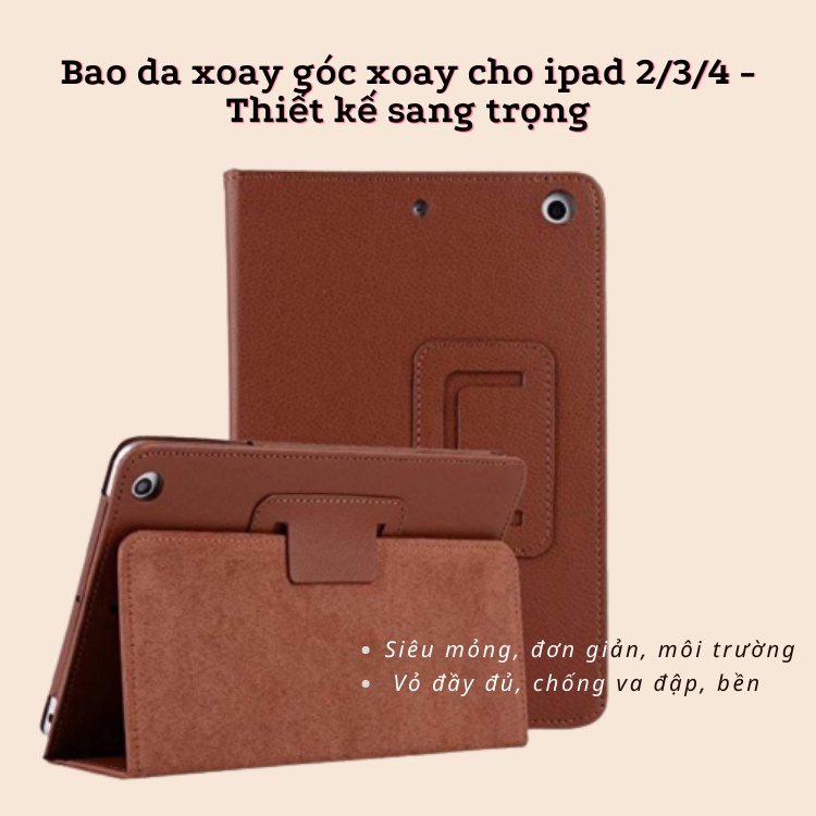 Bao da thiết kế sang trọng hai góc xoay dành cho ipad mini 1/2/3