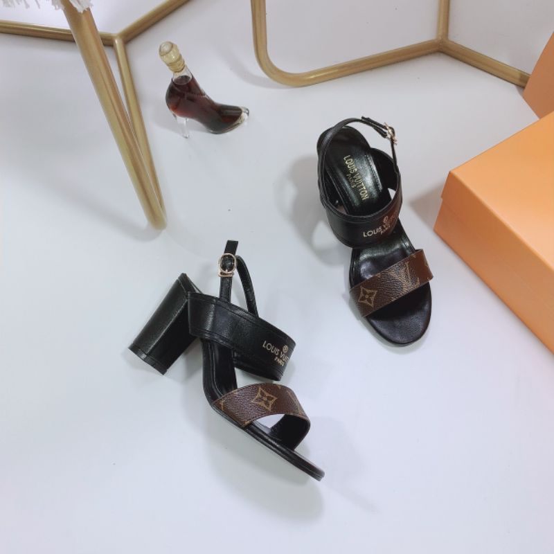b(ẢNH THẬT) Sandal Gót Trụ 9p Da Mềm Êm Fullbox Bill Túi Hãng Cao Cấp