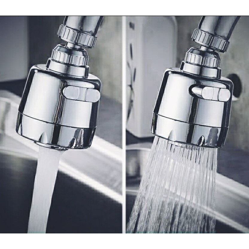 Đầu nối vòi nước tăng áp xoay 720 độ lắp vòi nước chậu rửa bát chén với 2 chế độ nước chảy