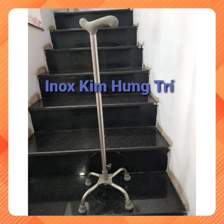 gậy chống cho người già - gậy chống 4 chân inox- gậy cho người lớn tuổi inox-gậy batong-gậy tập đi 4 chân
