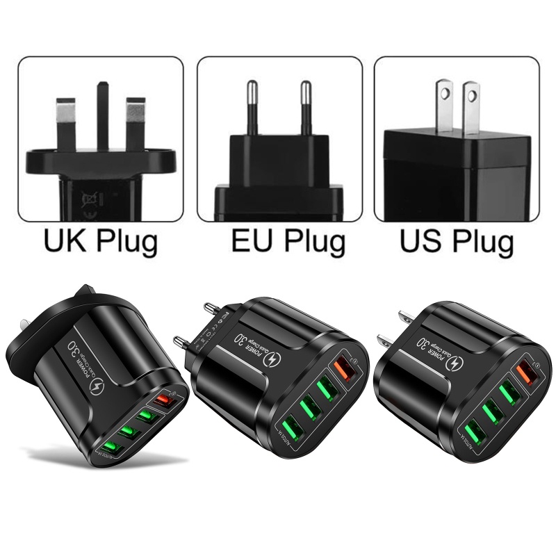 Củ Sạc 3 0 Cổng USB EU UK US Chuyên Dụng Cho Du Lịch