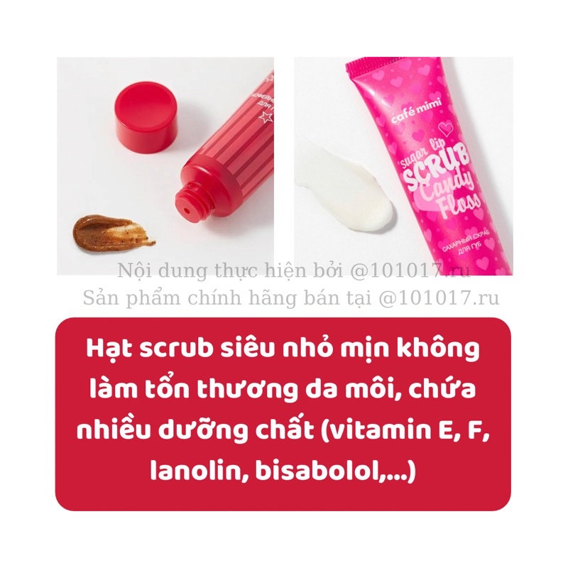 Tẩy tế bào chết môi nội địa Nga CAFE MIMI dưỡng ẩm cho da môi mềm mịn, hồng hào 15ml