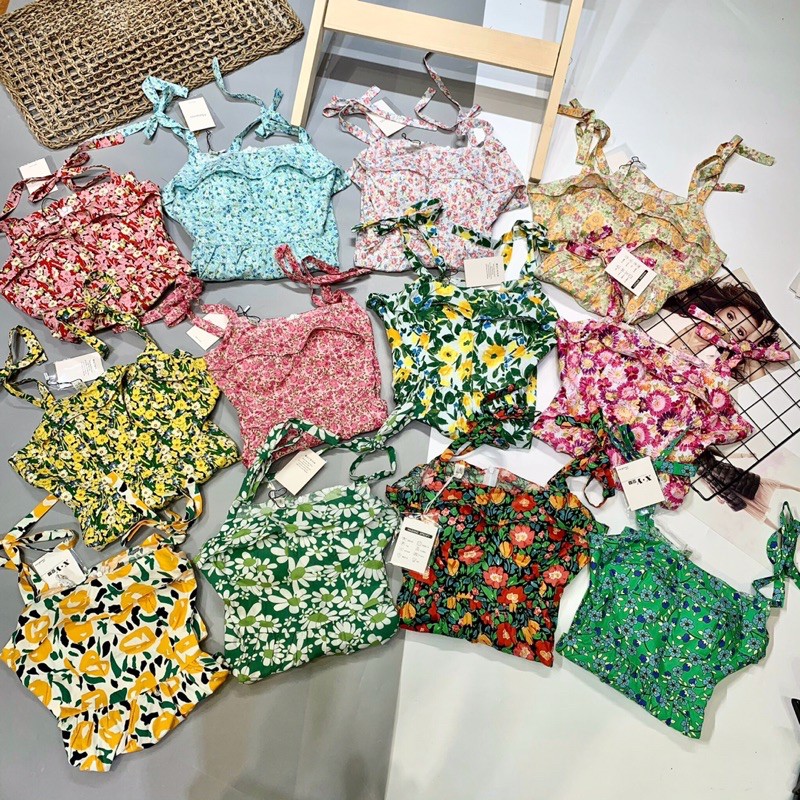 Váy hoa hai dây bo vun | BigBuy360 - bigbuy360.vn