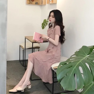 Váy hồng chấm bi nhí Oder