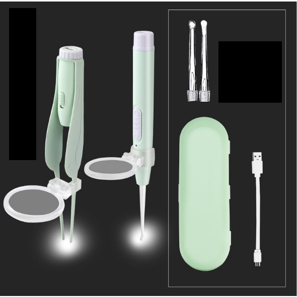 (pin sạc ) Bộ rấy tai pin sạc 7 món full box chất lượng - Bộ dụng cụ lấy ráy tai + nhíp có đèn led siêu sáng