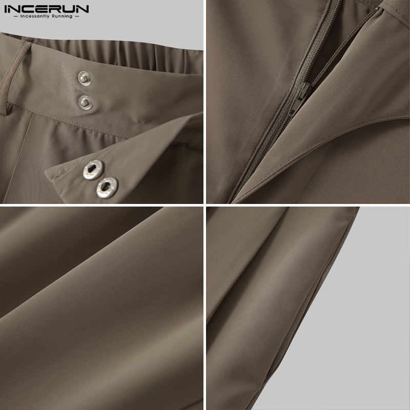 Quần dài Incerun màu trơn giản dị phong cách chino dành cho nam