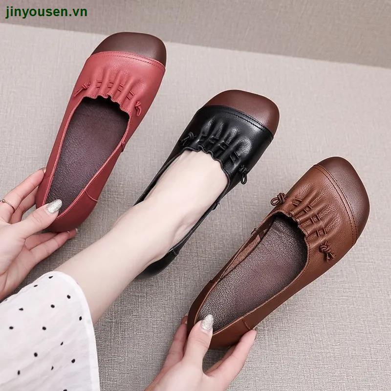 Giày Búp Bê Da Thật Mềm Mại Phong Cách retro Thời Trang Mùa Thu Cho Nữ 2022